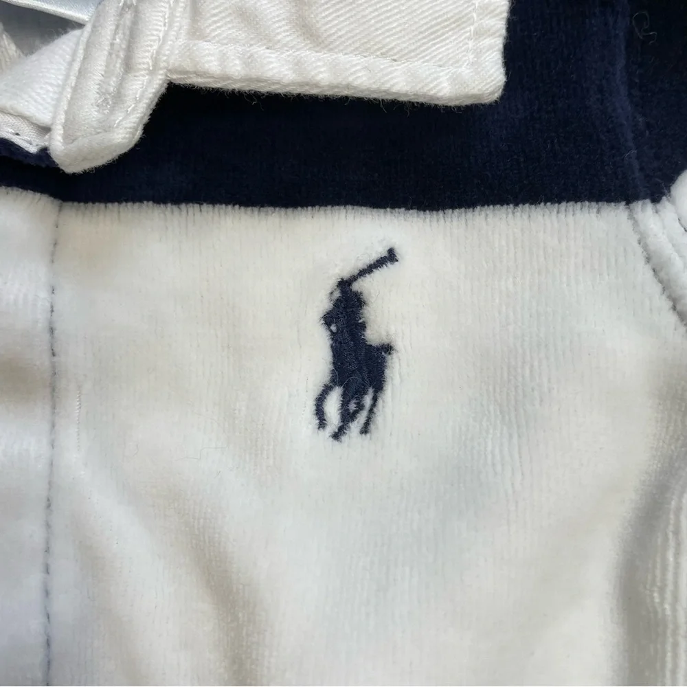 Ralph Lauren Velour Stripe Footie One Piece 9 Month Baby Preppy‎ Pony